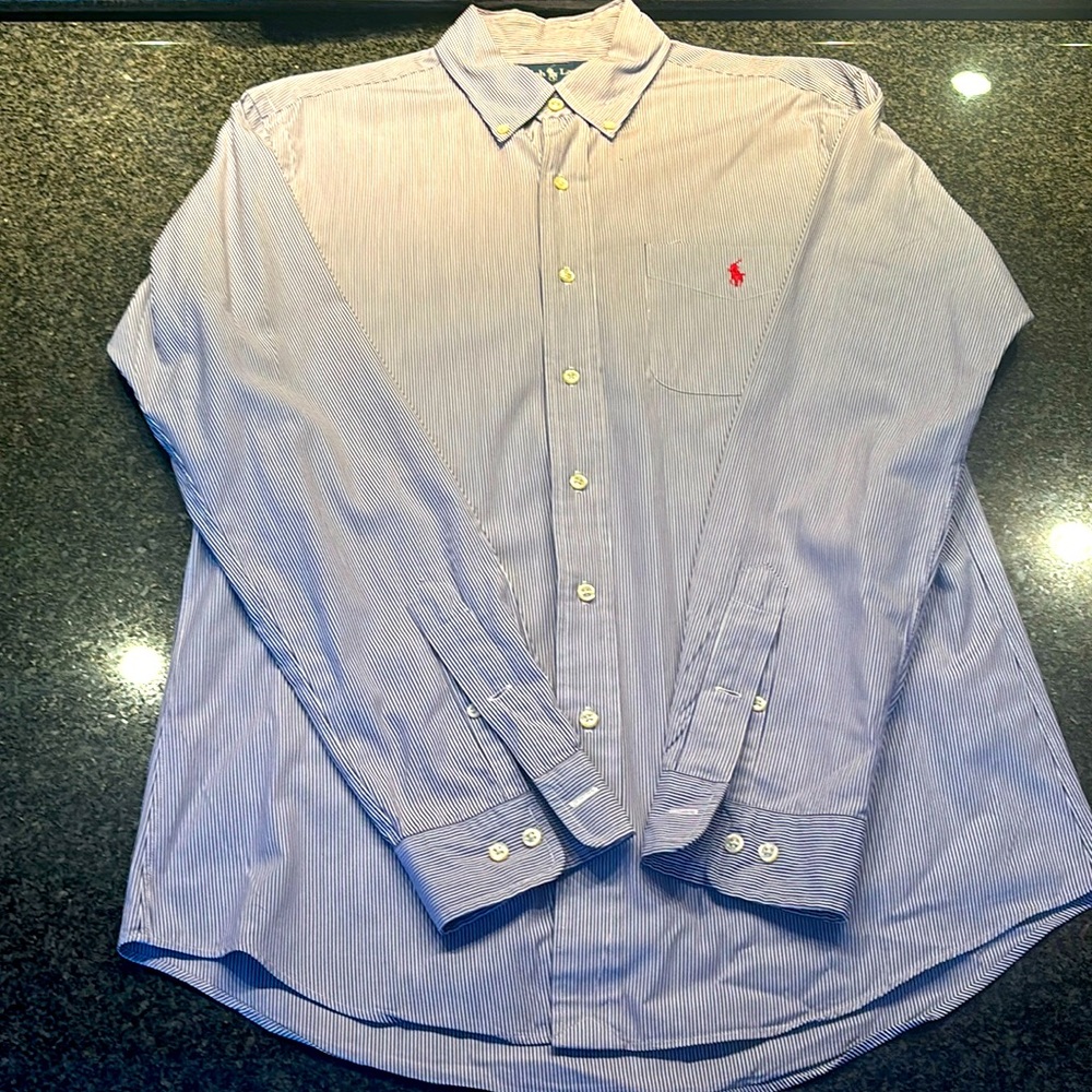 Men’s striped polo oxford